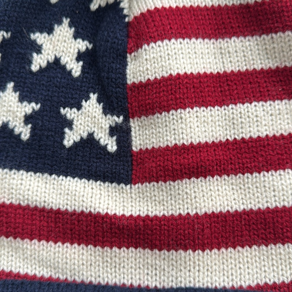 Puppies Make Me Happy Knit Red White and Blue Hat - Picture 2 of 6